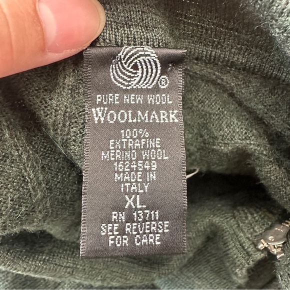 Brandini Made In Italy Sweater Mens XL 100% Fine Merino Wool Pullover Green - Picture 9 of 11